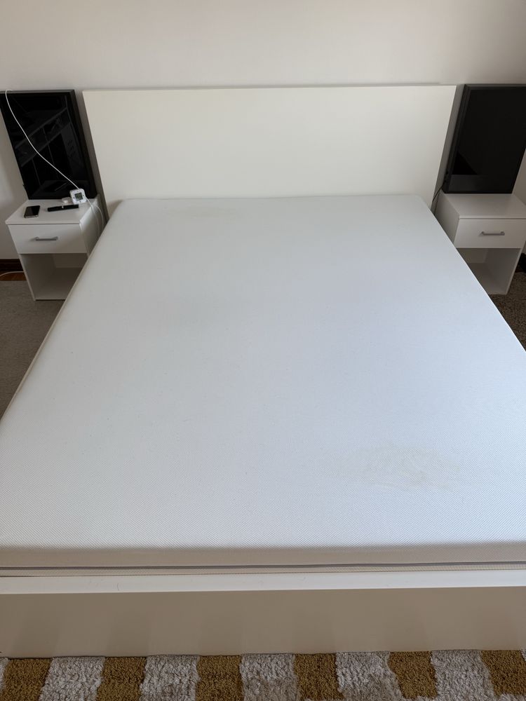 Cama 160x200 IKEA MALM (incluo estrado/ripas e gavetas)