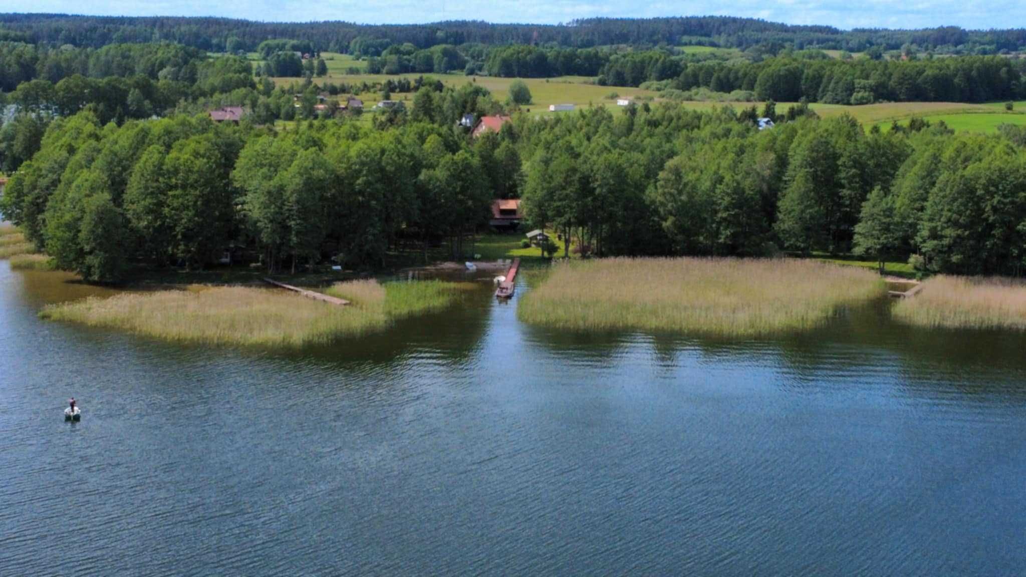 domek nad jeziorem MAZURY własna linia brzegowa łódka kajaki kominek