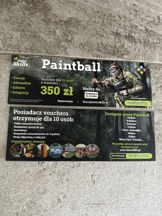 Voucher Paintball Interskills wartość 350 zł