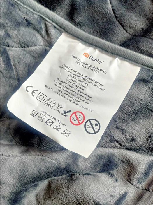 Електрична Ковдра Ruhhy 180x130 см М'яка Двоспальна 6 Режимів Польща