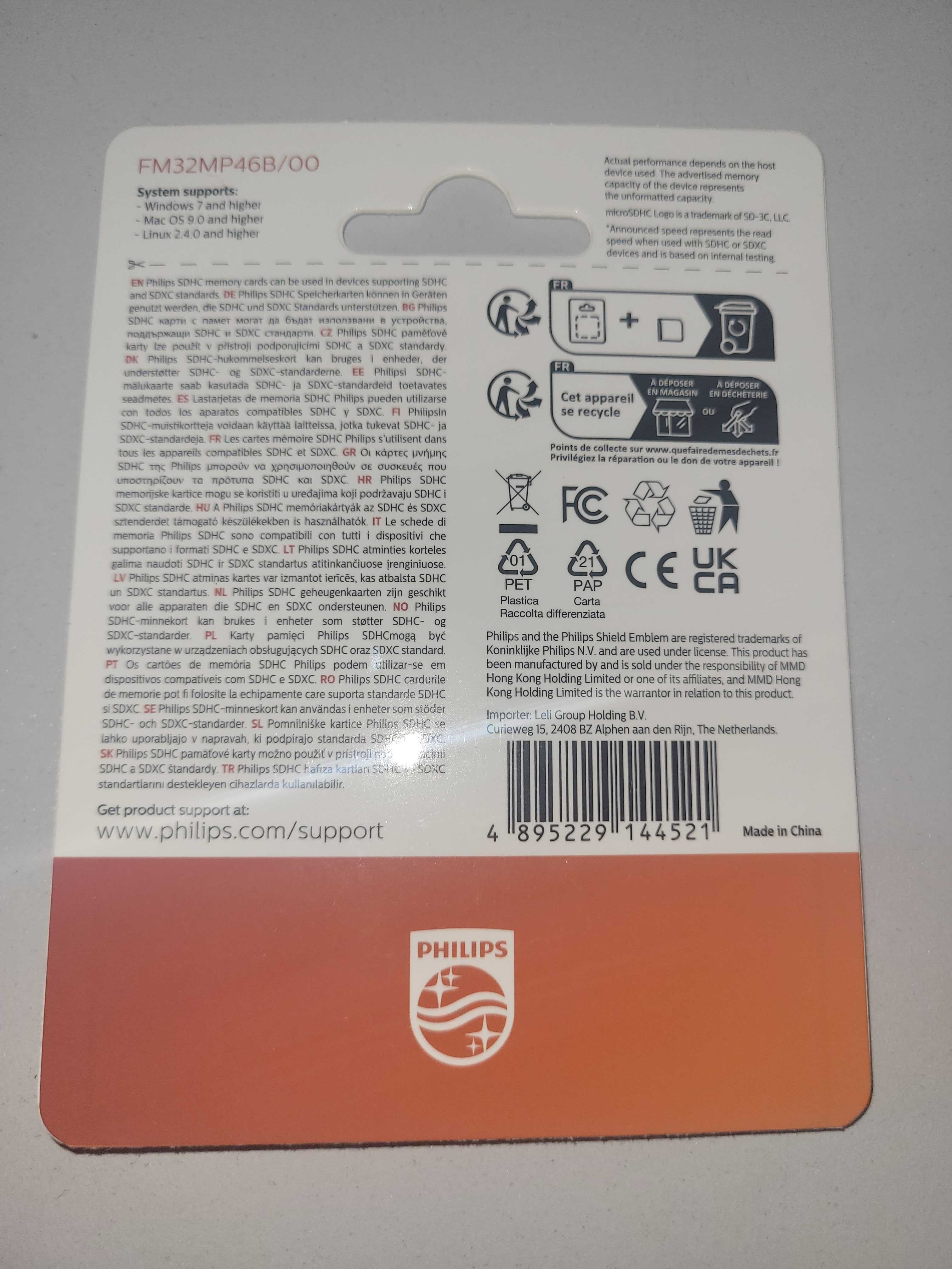 Karta pamięci Philips 32GB microSD SDHC A1 + adapter SD