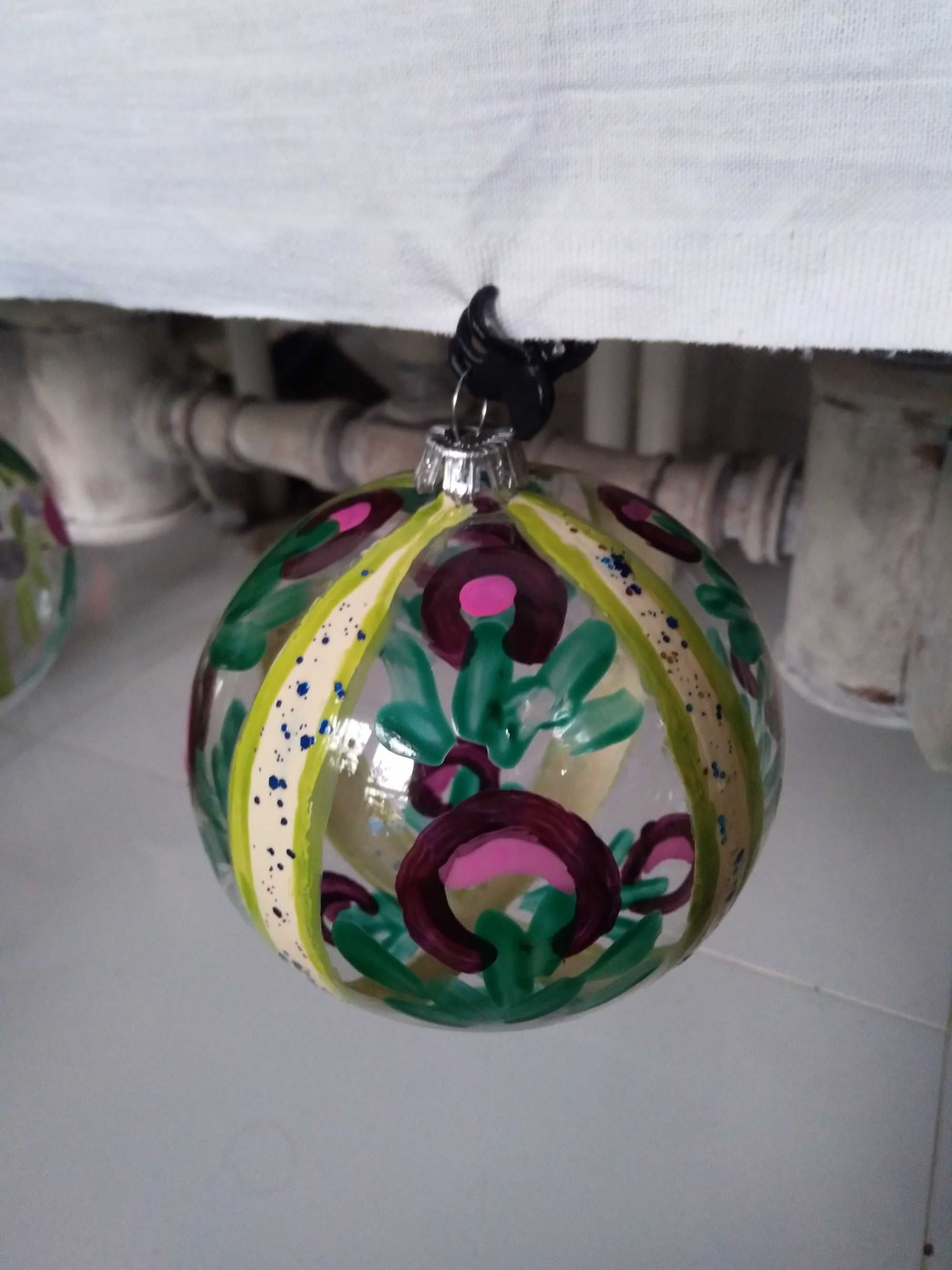 3 ręcznie zdobione handmade rękodzieło bombki choinkowe świąteczne