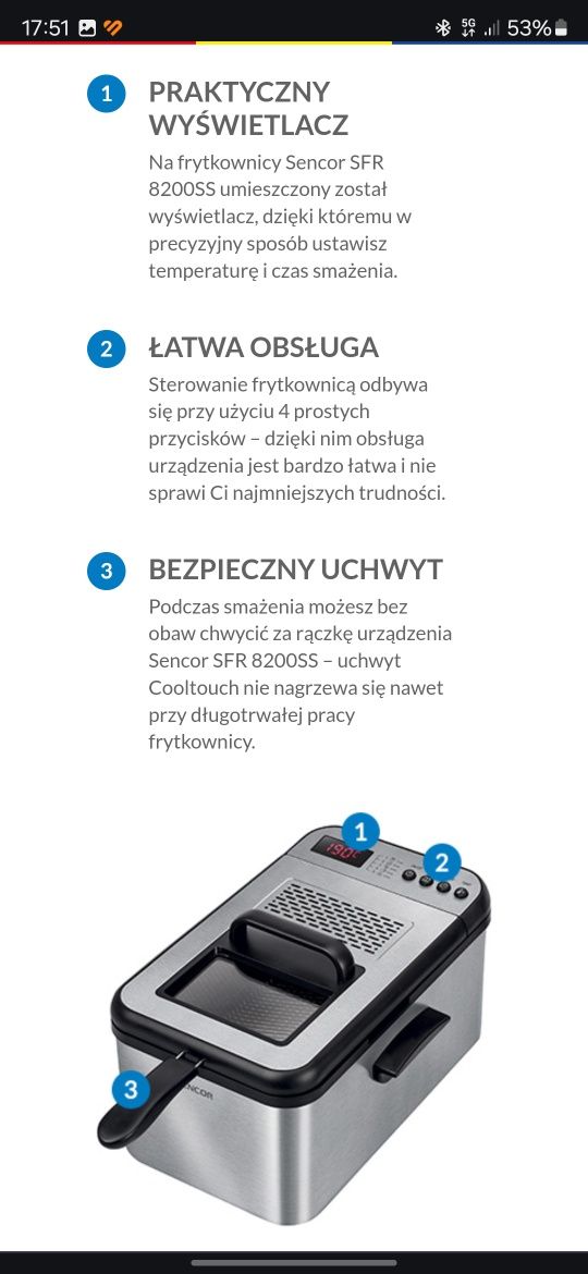 Frytkownica Sencor SFR 8200SS 2200W 3,2l