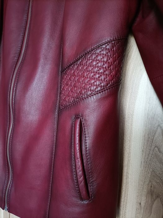 Bordowa kurtka skórzana damska skóra naturalna rozmiar 44 Carlo Sarti