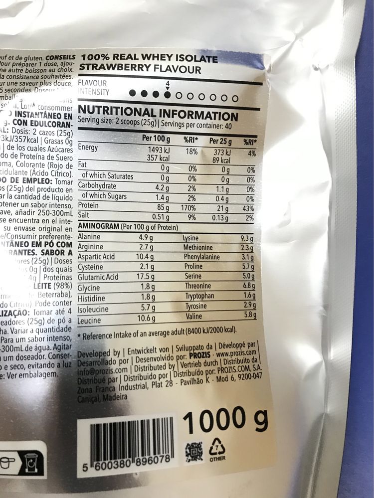 Whey Protein Isolate Prozis - Sabor morango