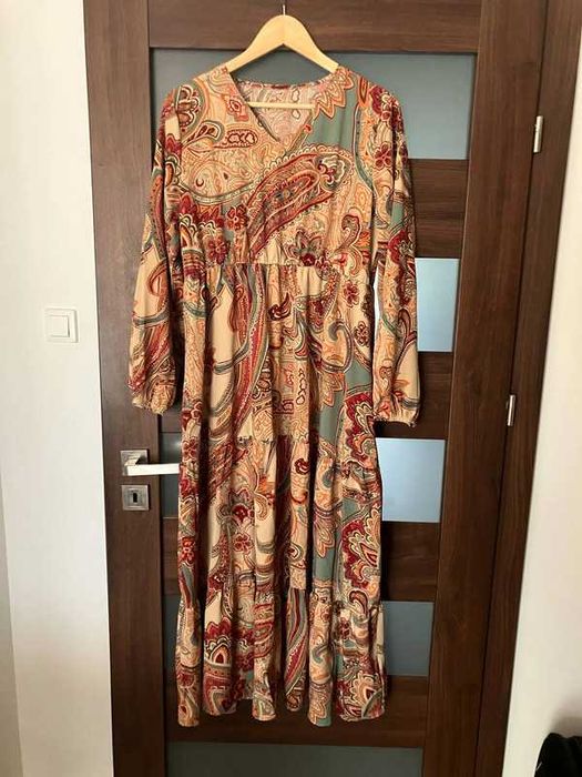 Długa kolorowa sukienka XL