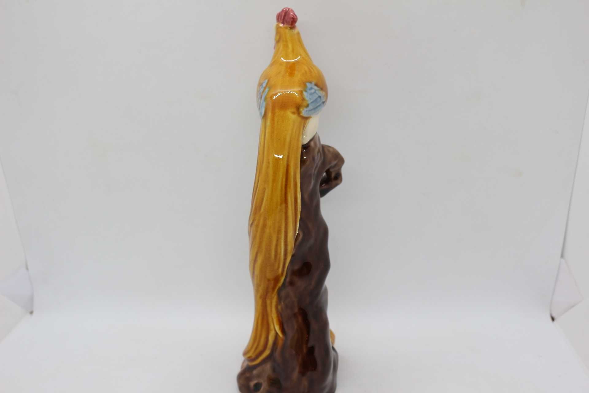 Ave Fénix Fenghuang Amarelo e Castanho em Porcelana Chinesa XX 23 cm