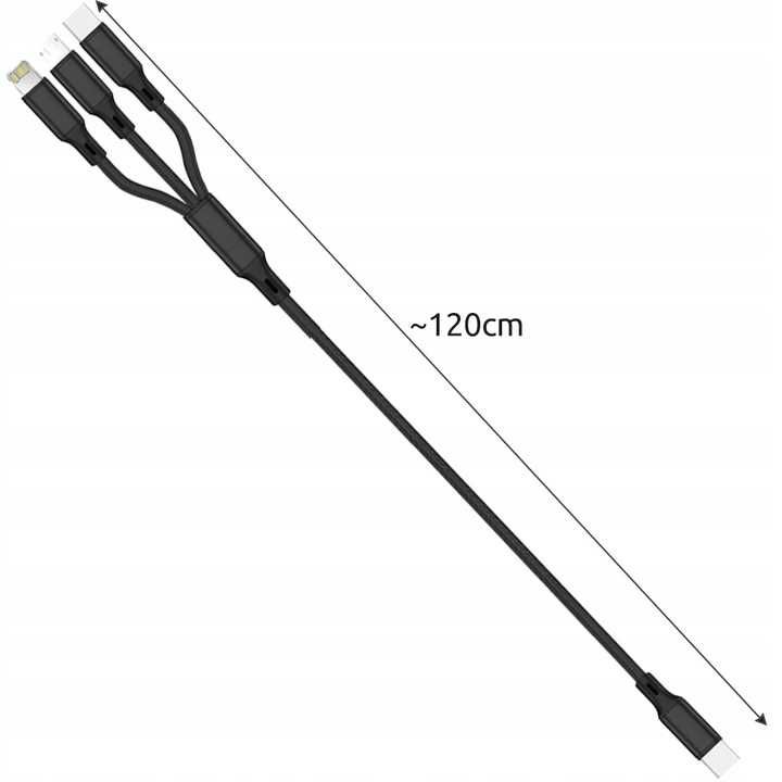 Kabel USB do ładowarki 3w1 MicroUSB / LIGHTNING / USB-C