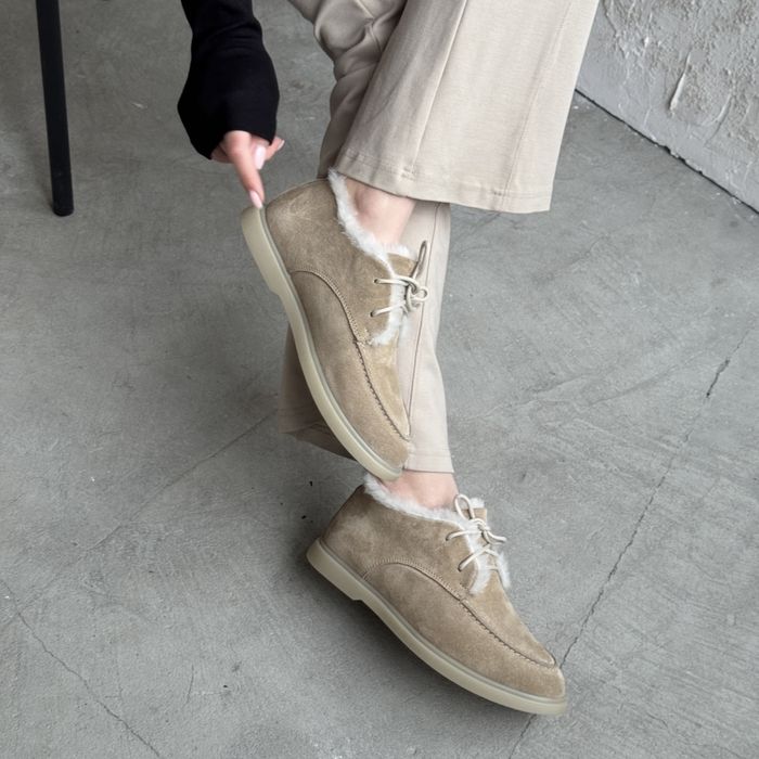 Жіночі лофери на овчині беж 36-23.5 см