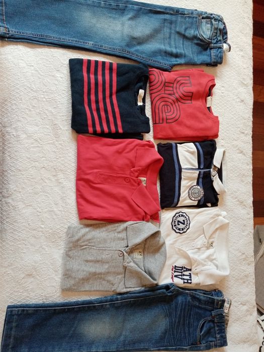 Lote de manga comprida e calças de gangarapaz 5/6 anos, portes incluí