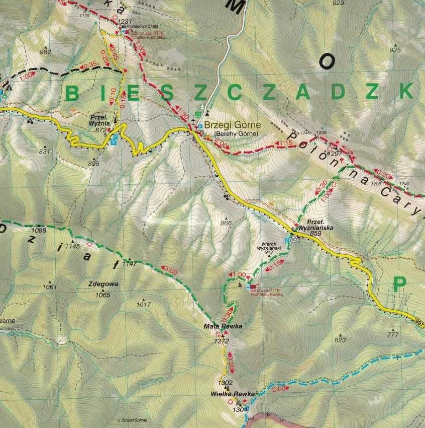 BIESZCZADY WYSOKIE MAPA Turystyczna laminowana wit