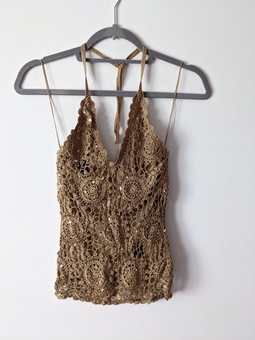 Nowy top damski rozmiar XS cekiny złoty orsay