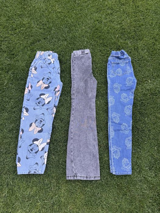 Spodnie jeansowe jeansy 3 pary H&M r. 128