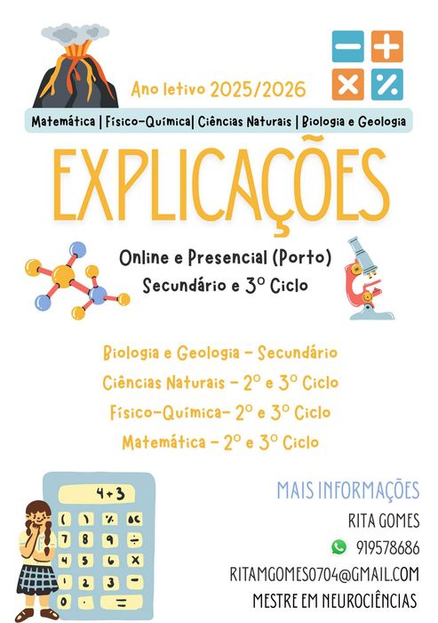 Explicações 2º e 3º ciclo e Biologia e Geologia Secundário