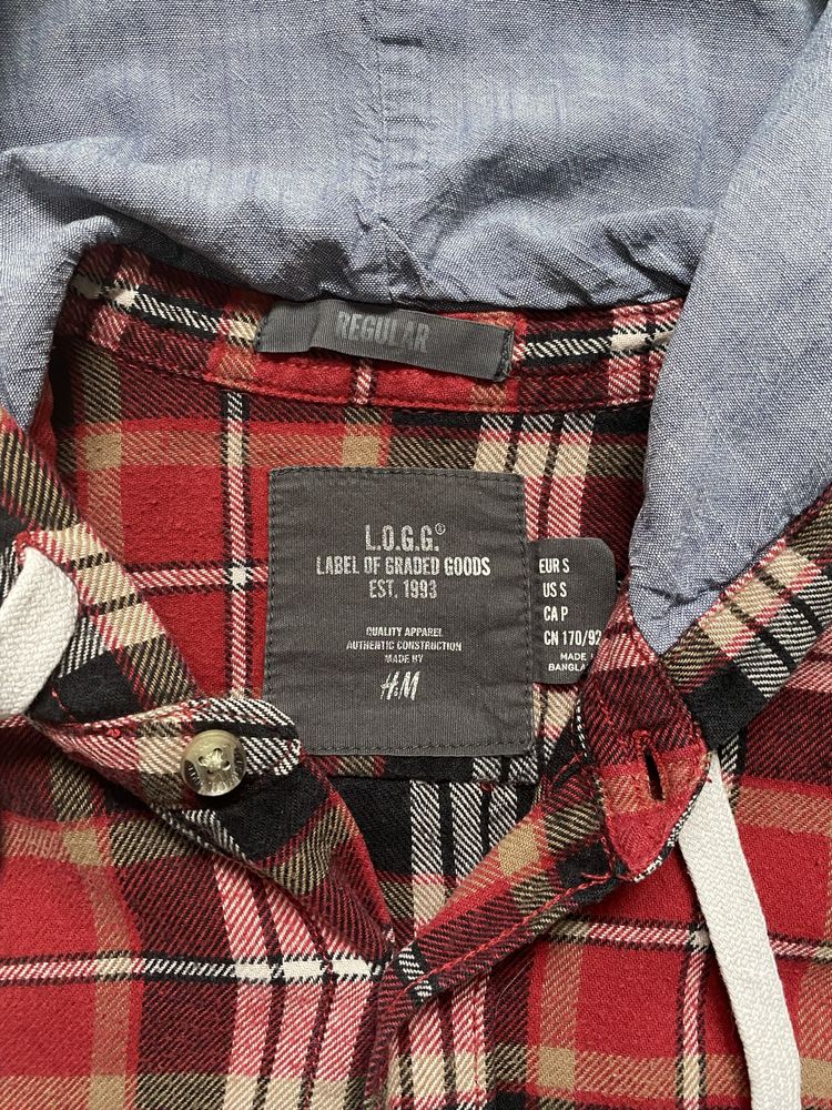 Koszula vintage flanelowa z kapturem H&M