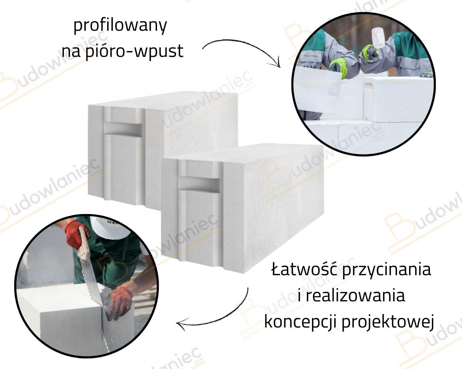 Pustak biały, beton komórkowy, gazobeton H+H 24cm, pustak Kraków HDS