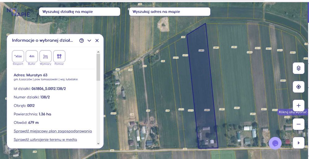 Działka rolna z siedliskiem 2,36ha gm.Łaszczów