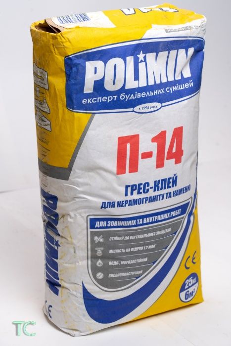 Клей для керамограніту та каменю Полімін П-14 (25кг)