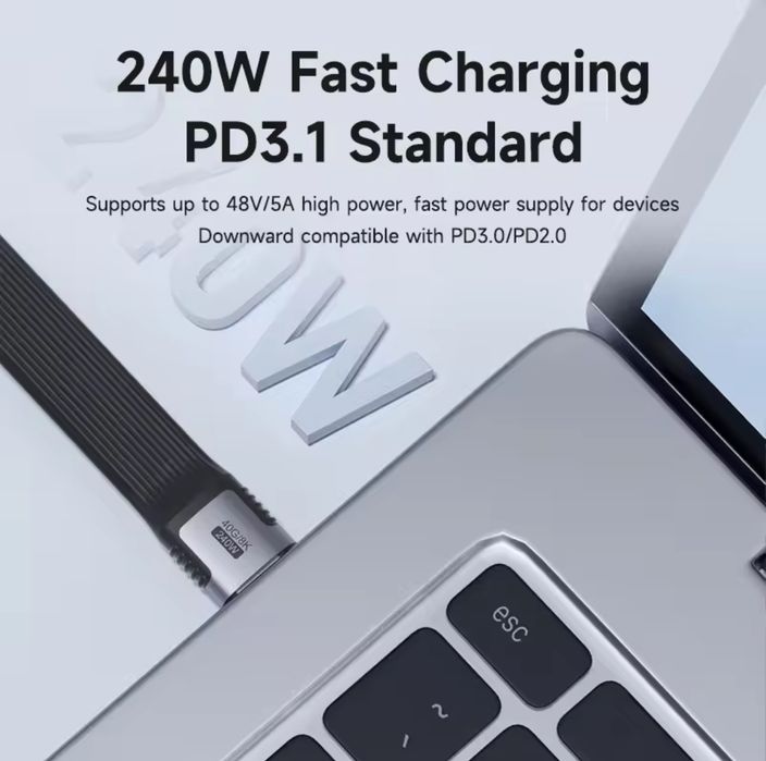 Hagibis кабель typeC-typeC USB4.0, PD240W, 40Гбит/с з карабіном