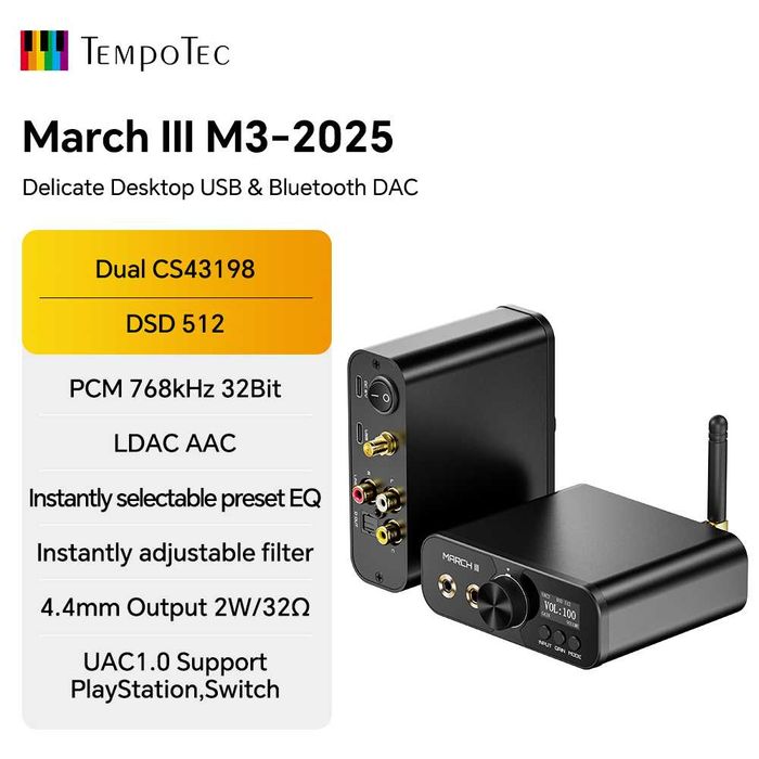‼️ Tempotec March III M3 2025 Version ЦАП DAC Усилитель 2xCS43198 LDAC