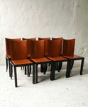 Poltronova krzesła skóra lakierowane drewno vintage design