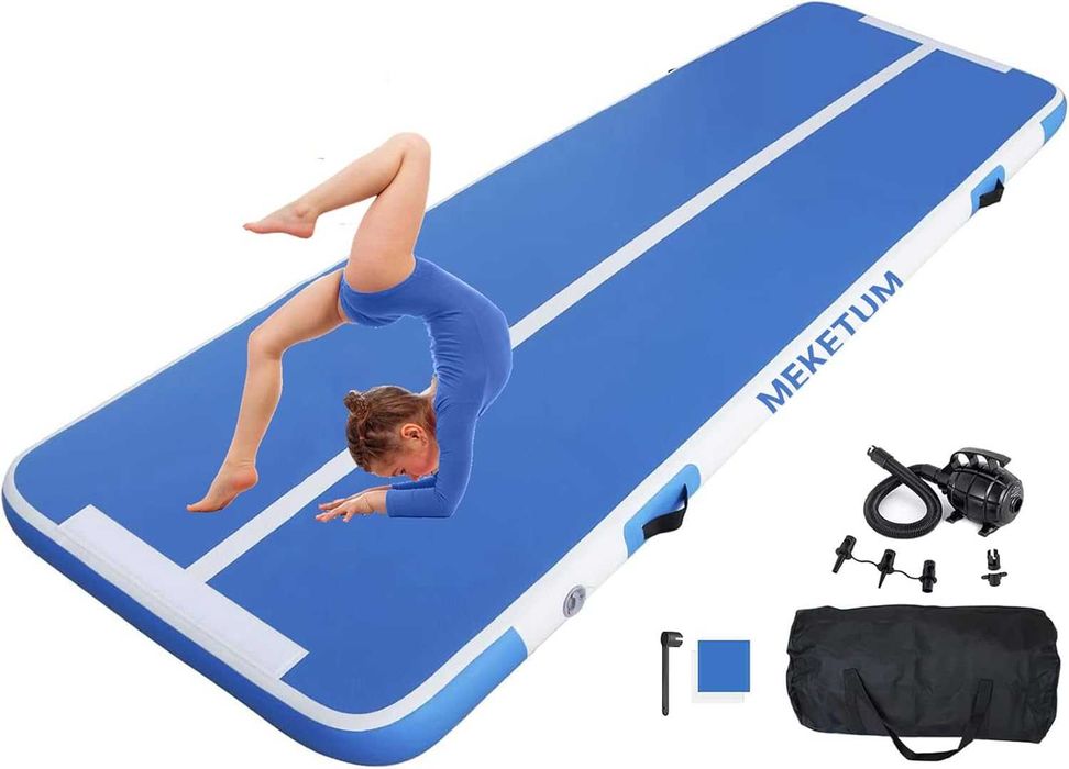 Mata gimnastyczna Airtrack MEKETUM 3 m x 1 m x 10 cm z pompką