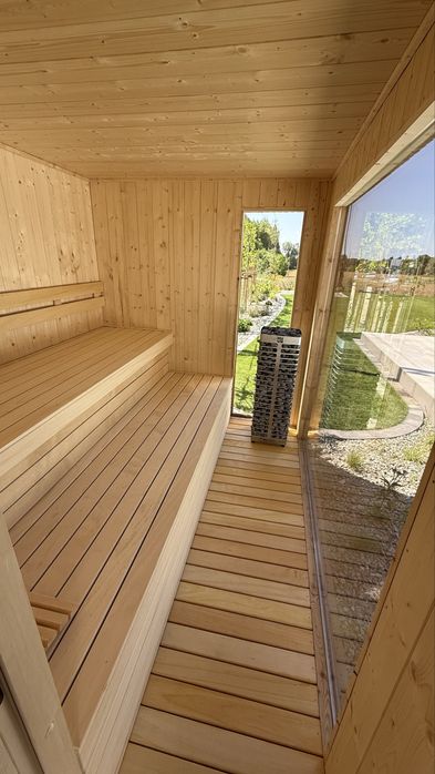 Sauna zewnętrzna ogrodowa.