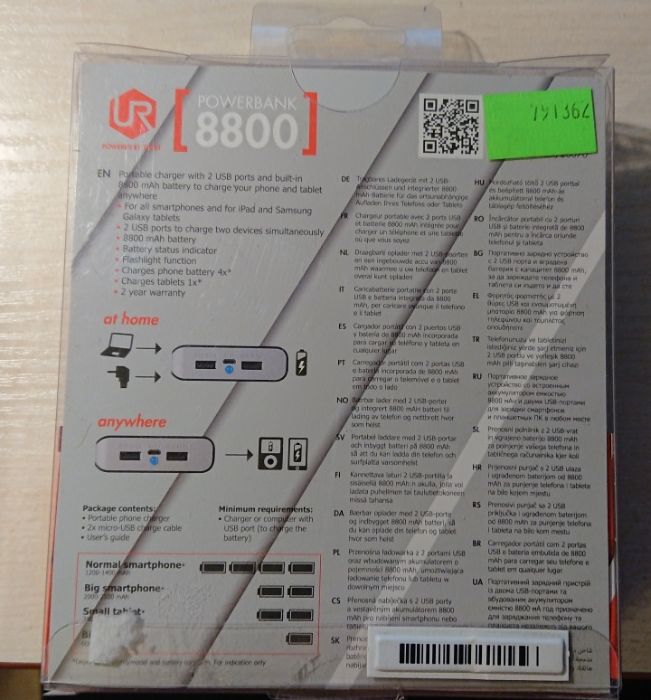 Powerbank 8800mAh Urban Revolt Czarny Mały Poręczny Pudełko LED USB