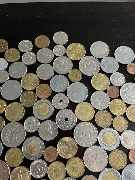 Kolekcja monet, marki niemieckie, liry włoskie, deutsche mark, 1950r.+