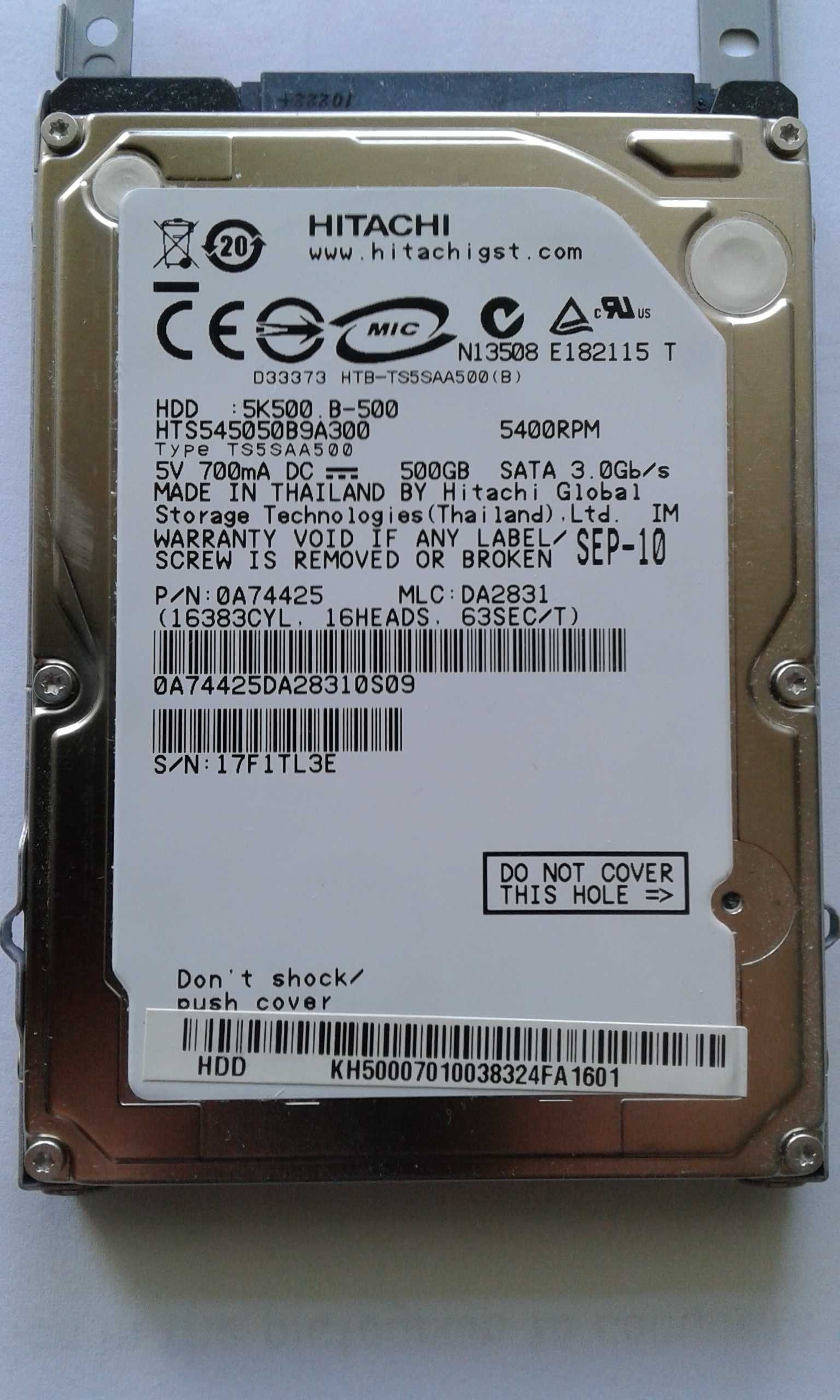 Жесткий диск HDD   HITACHI  500 Гиг  2.5"