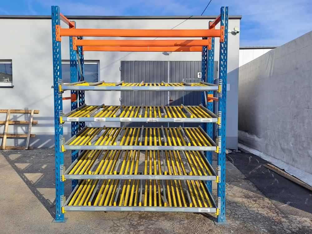 Regał magazynowy przepływowy Karton Flow WDX Interroll 200 x 130 cm