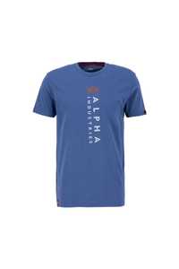 ALPHA INDUSTRIES t-shirt z gumowym nadrukiem niebieski R PRINT 136509