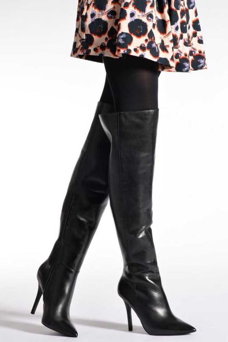 ZMYSŁOWE skórzane kozaki za kolano na szpilce ALDO 40