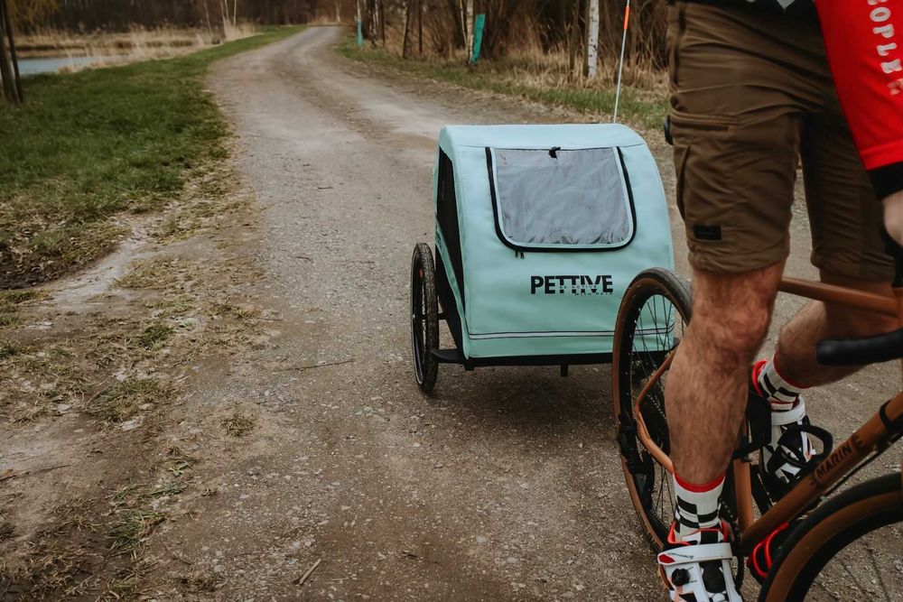 Przyczepka rowerowa dla psa lub kilku kotów do 40 kg PETRIVE norma UE