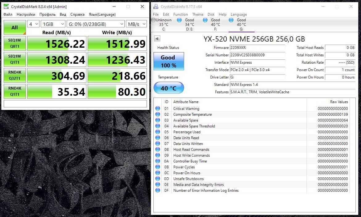 SSD-накопитель YX-520 NVMe 256Gb.