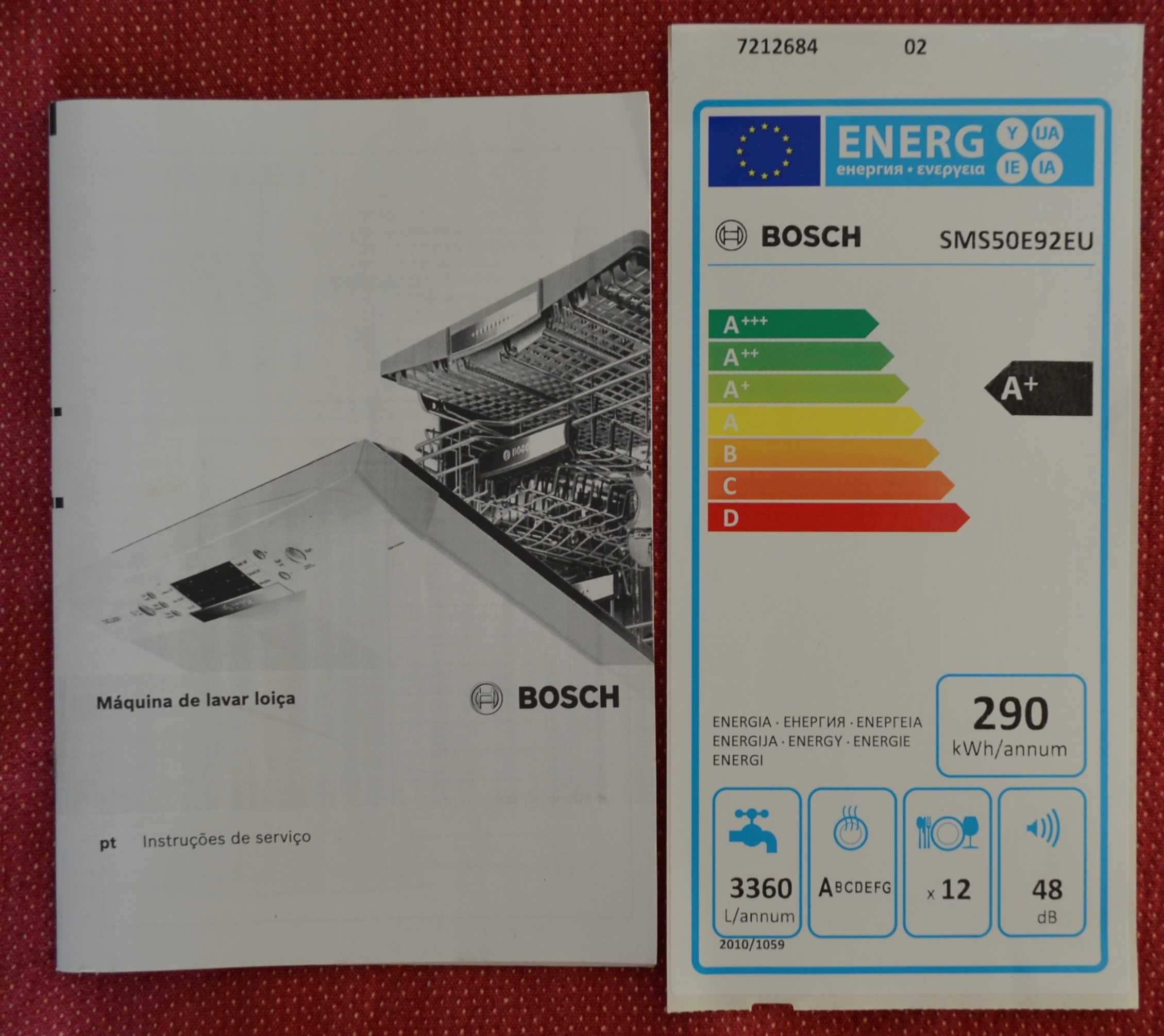 Máquina de lavar loiça Bosch A+ Silence Plus SMS50E92EU