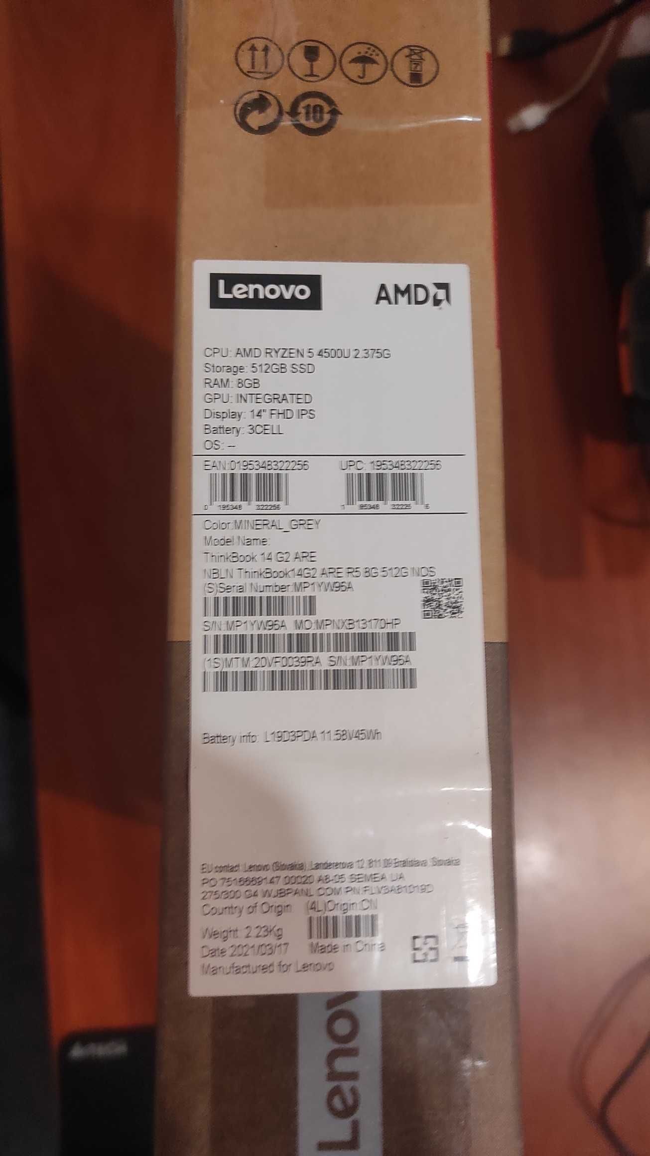 Lenovo ThinkBook 14 G2 ARE IPS Ryzer5 24/512 GB Type-C зарядка