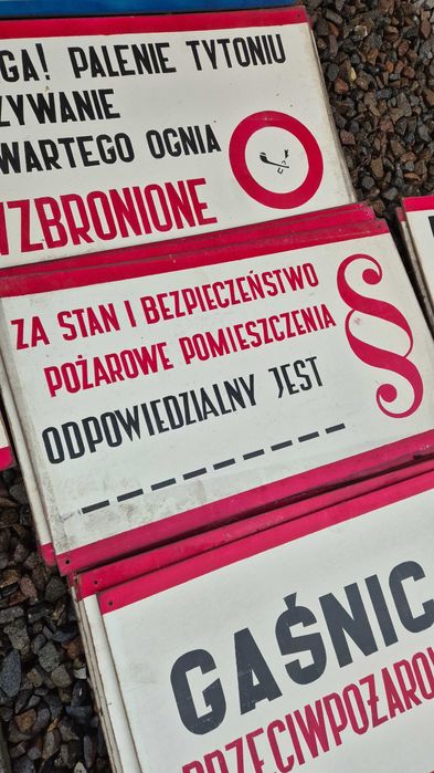 Tabliczki ostrzegawcze PRL 34szt Tablice tablica ostrzegawcza