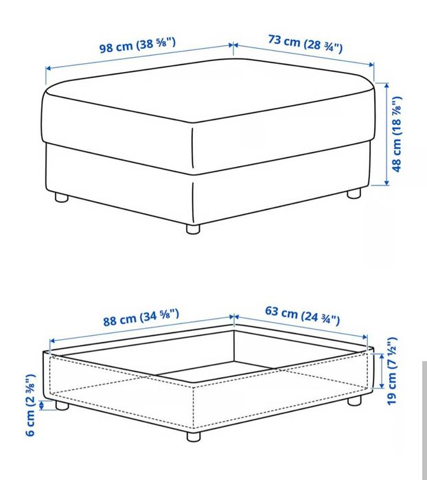 IKEA Sofa narożna Vimle 4-osobowa + podnóżek ze schowkiem.