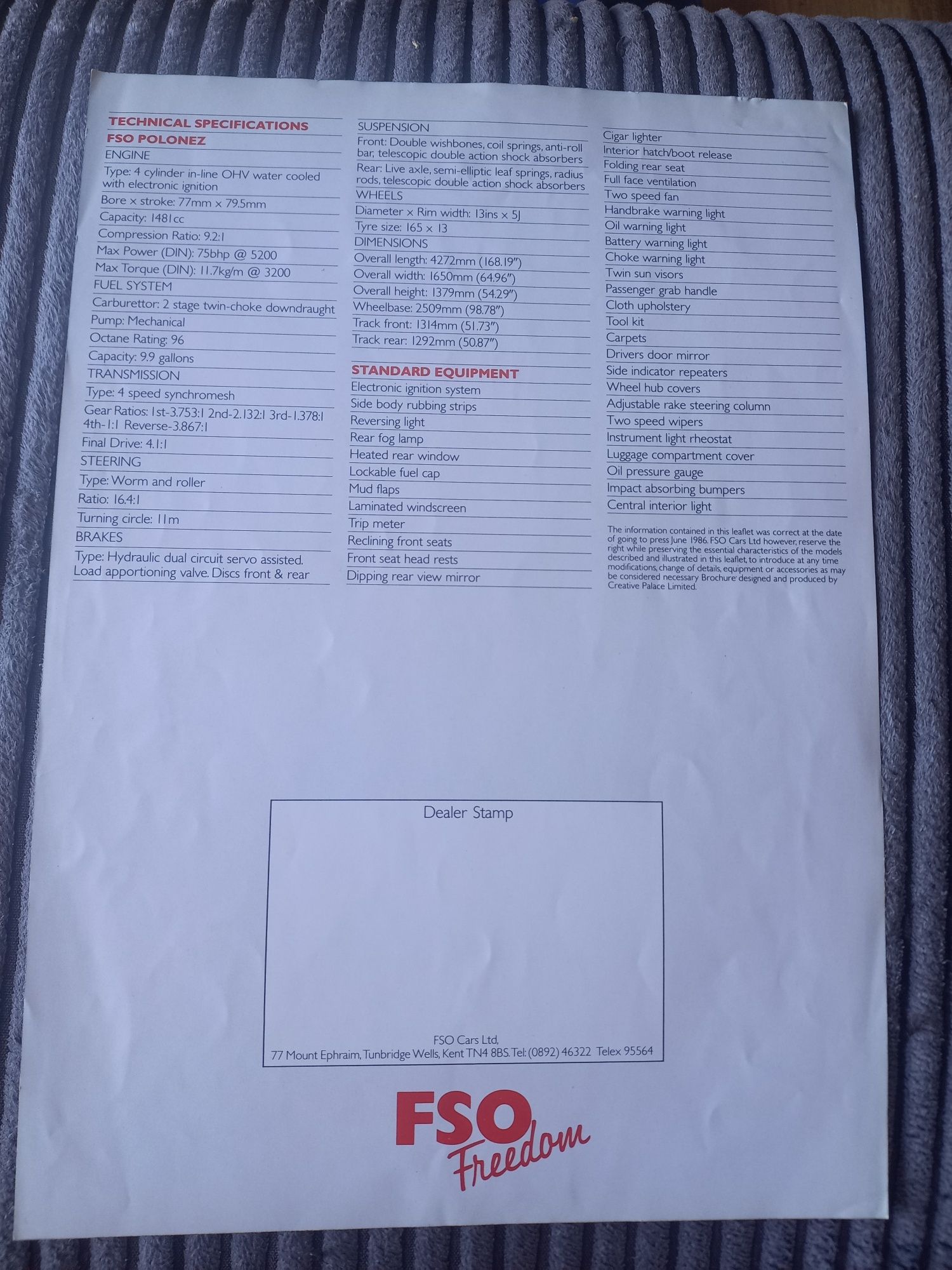 Prospekt FSO Polonez GB