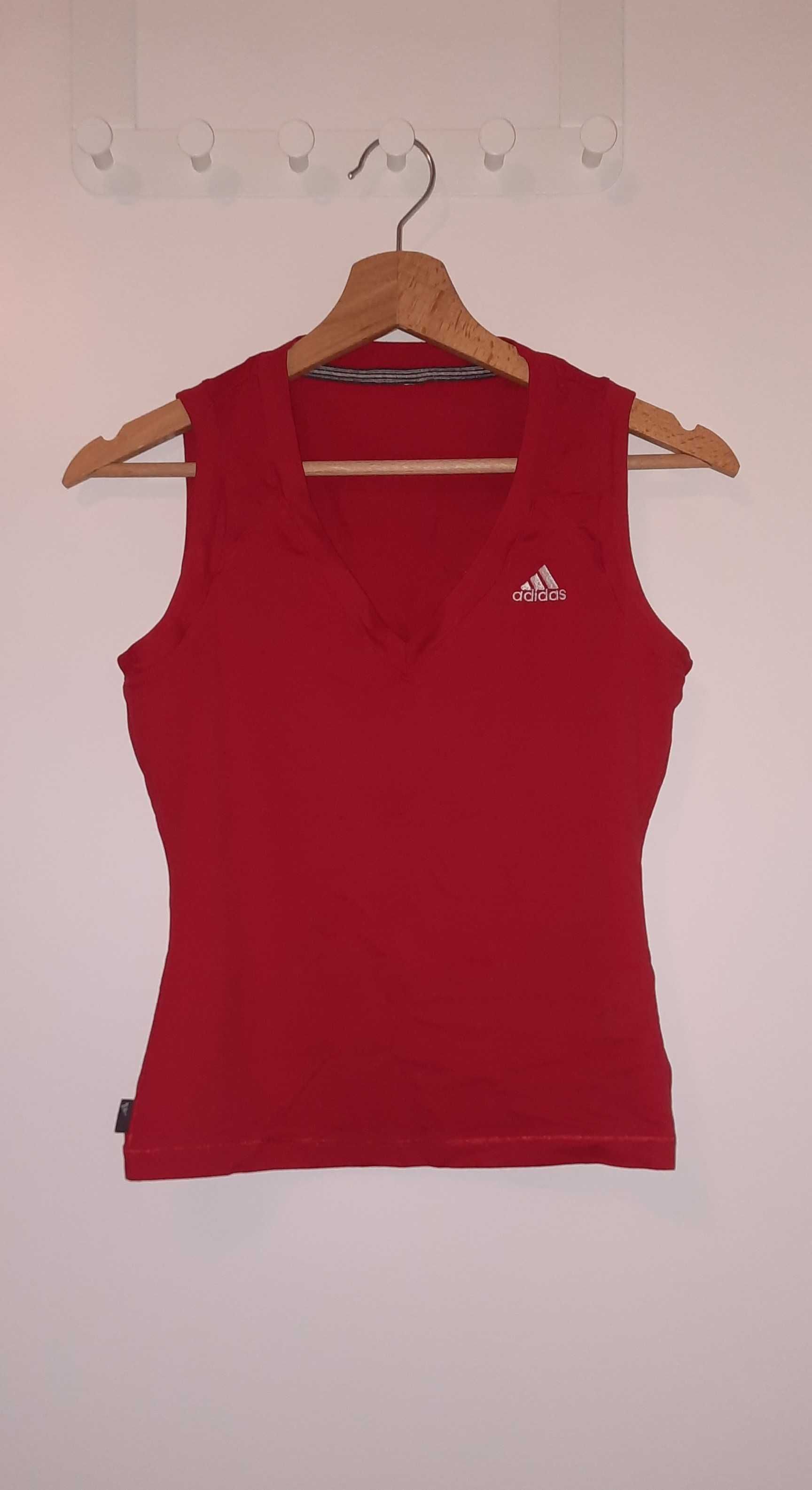 Czerwony sportowy top t-shirt Adidas rozm. XS/S