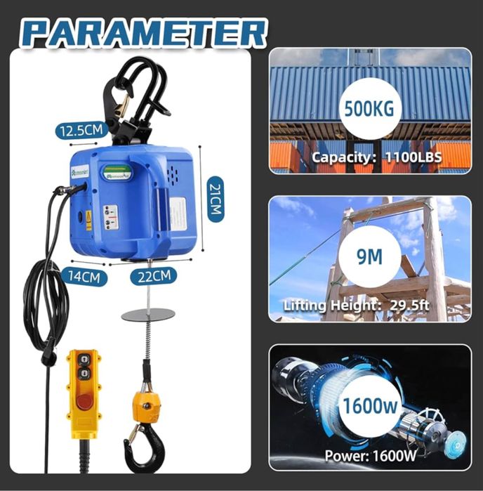 Wciągnik elektryczny Mxmoonant 1600 W