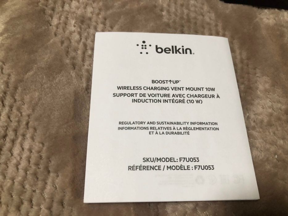 Беспроводное зарядное в авто Belkin Wireless Vent Mount 10W