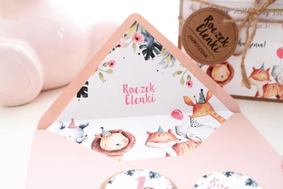 Zaproszenia dekoracje urodzinowe na urodziny roczek safari