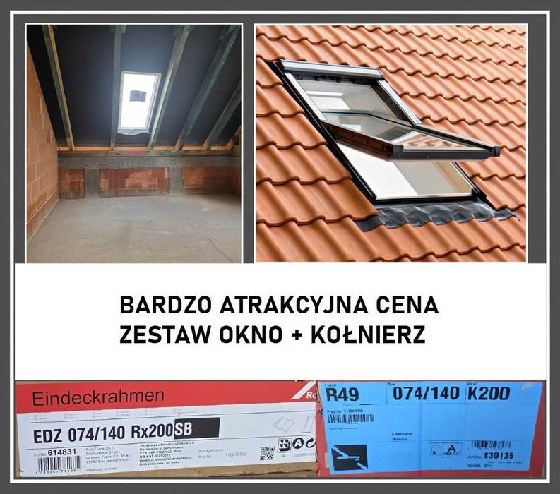 Nowe Okno Dachowe ROTO 74x140 PVC 3-szyby + Kołnierz! Duży Rabat!