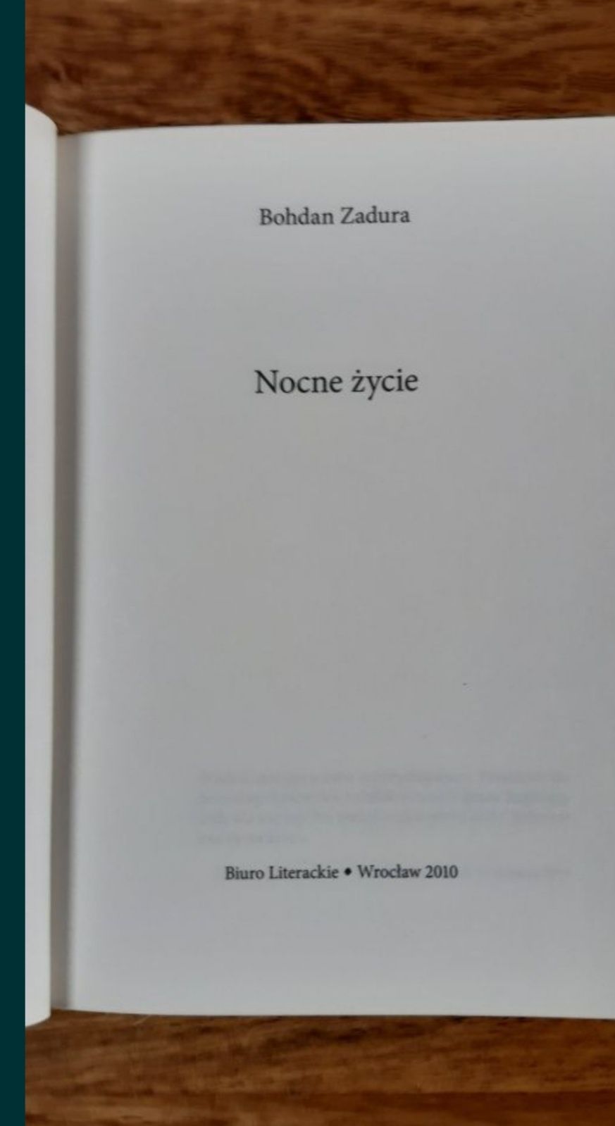 Bohdan Zadura Nocne życie
