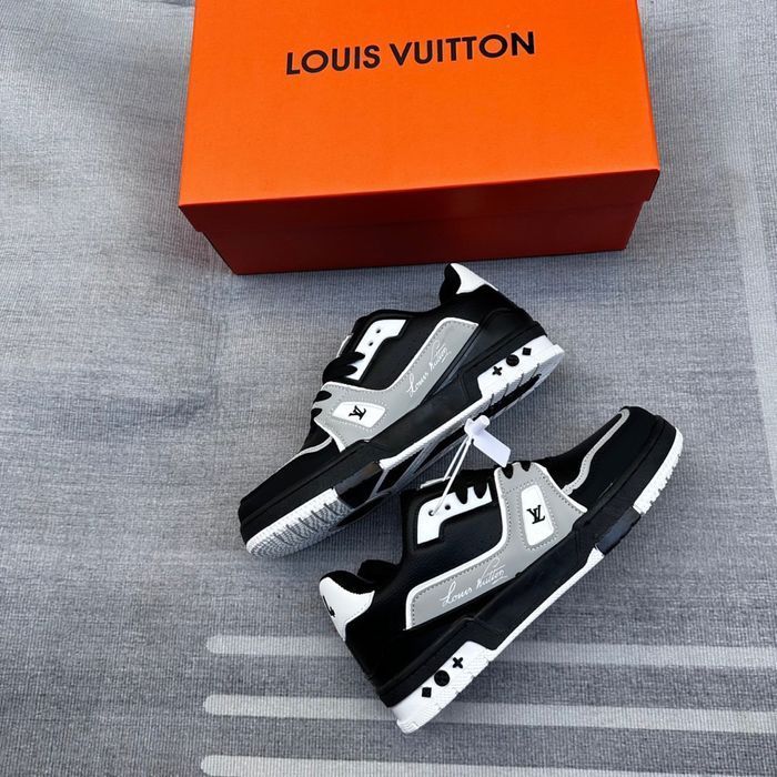 Кроссовки Louis Vuitton Trainer мужские брендовые черные кожаные