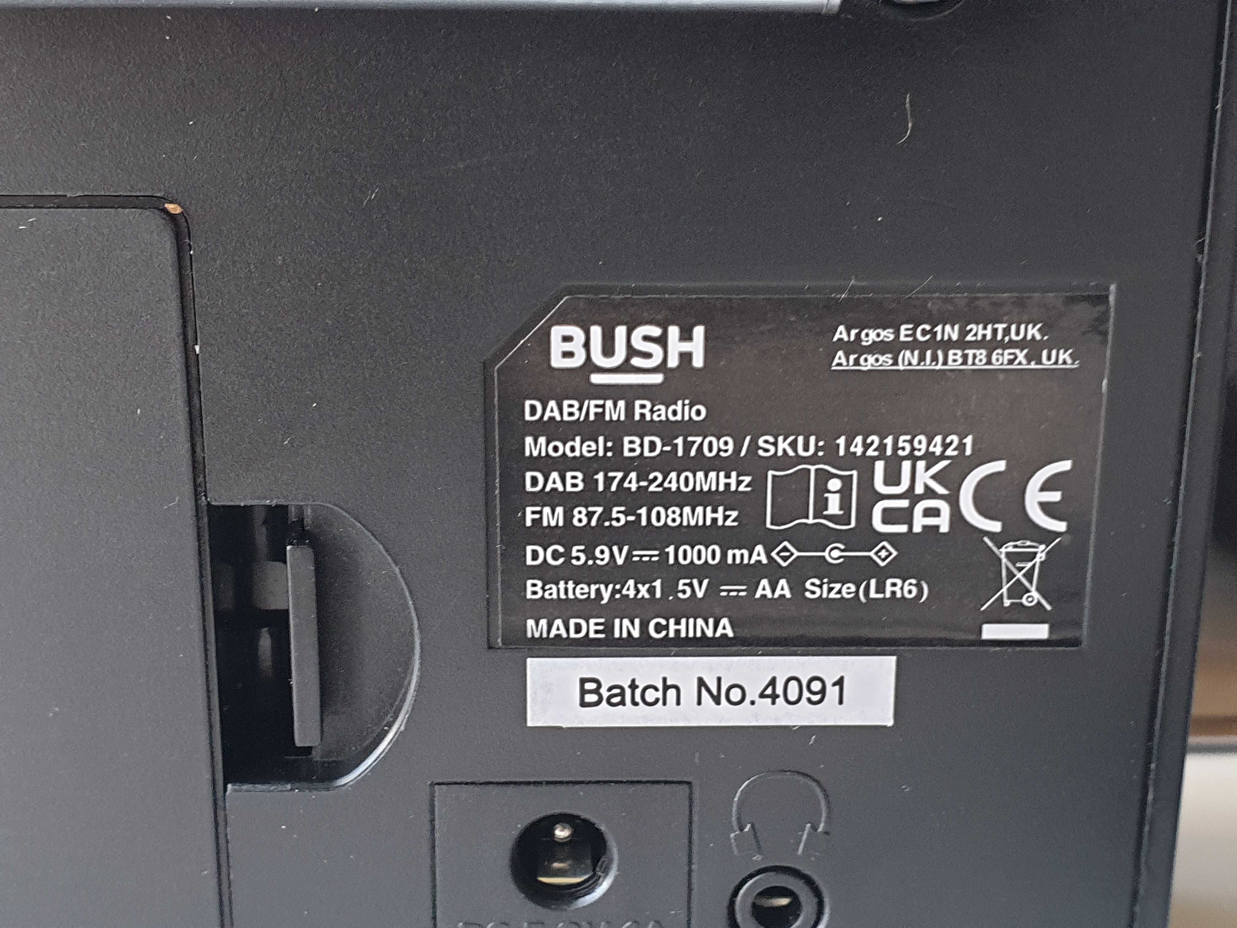 радіо Bush BD-1709 Portable DAB FM Radio LCD Display Black