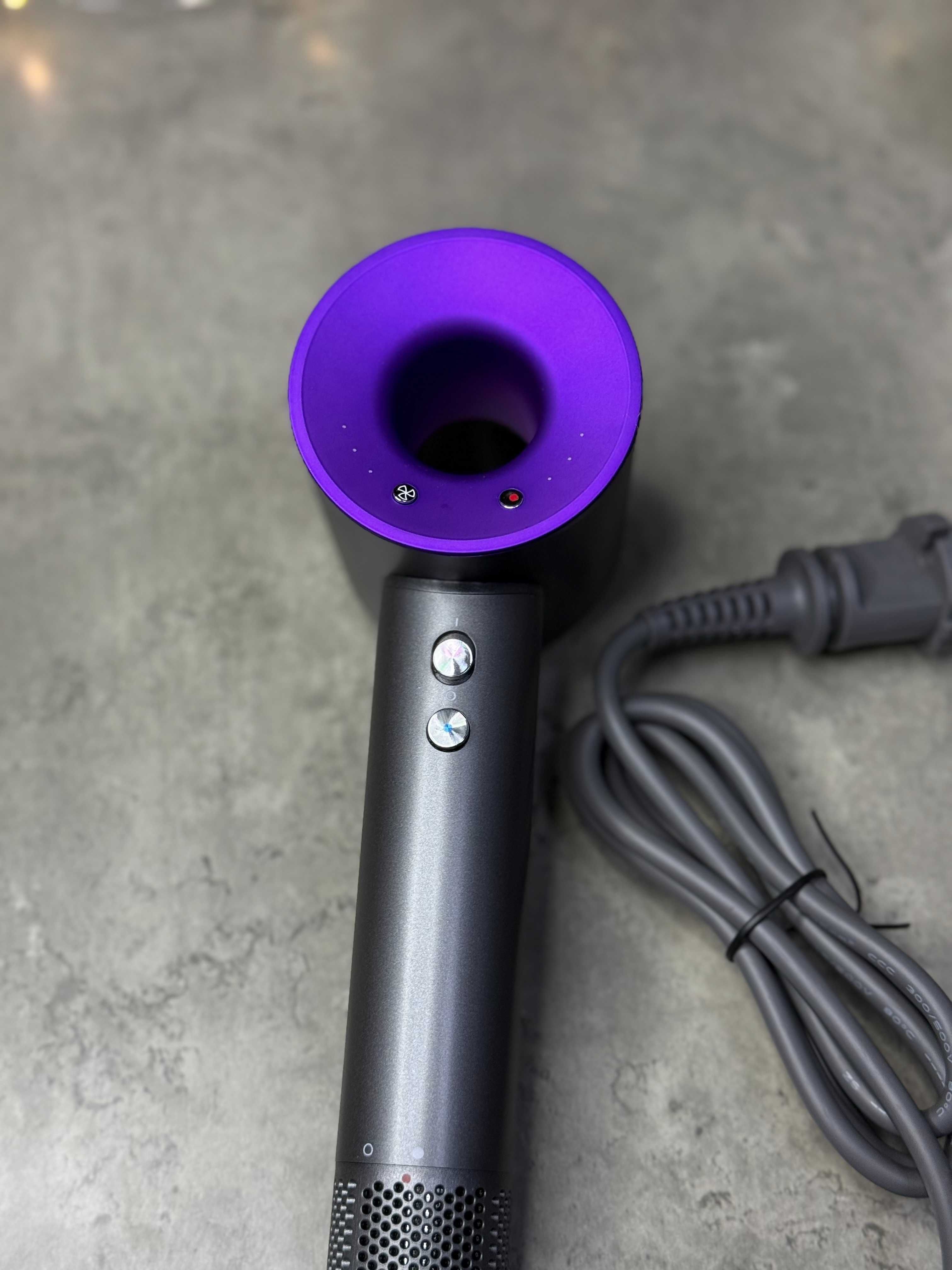 Super Hair Dryer Dyson grey/purple з 5 насадками з іонізацією