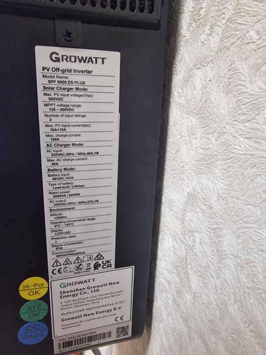 Growatt SPF 6000 ES Plus Гібридний інвертор 6кВт